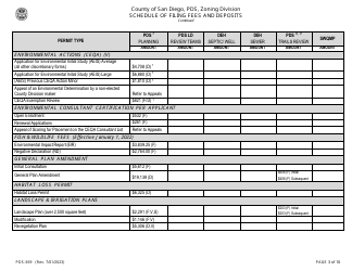 Form PDS-369 Schedule of Filing Fees and Deposits - County of San Diego, California, Page 3