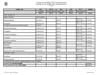 Form PDS-369 Schedule of Filing Fees and Deposits - County of San Diego, California, Page 6