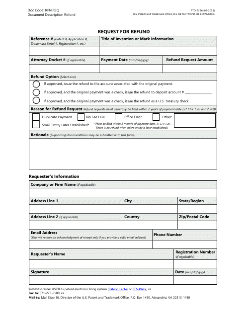 Form PTO-2326  Printable Pdf