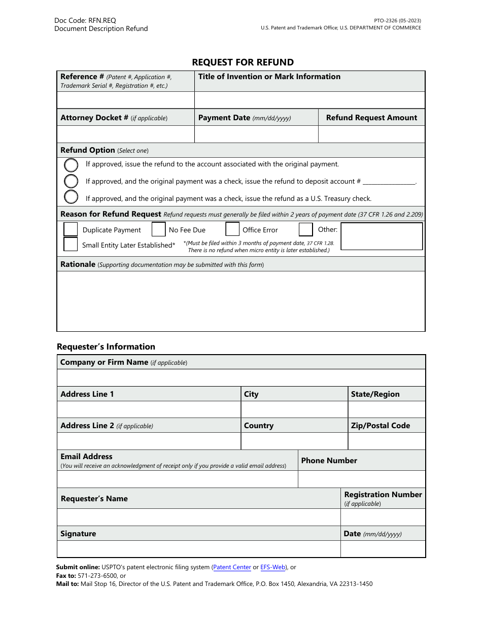 Form PTO-2326 - Fill Out, Sign Online and Download Fillable PDF ...