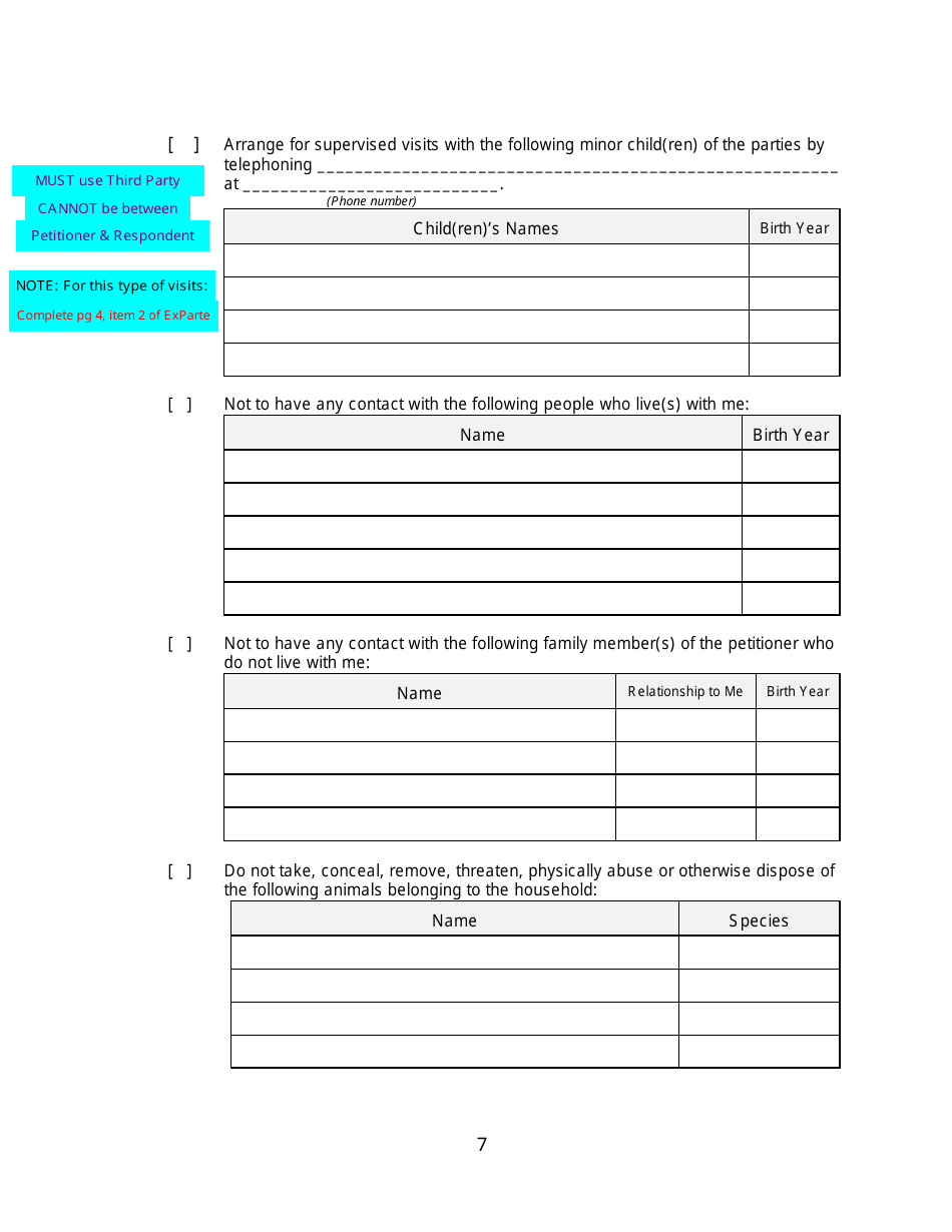 Form 2F-P-466 Ex Parte Petition for an Hrs 586 Temporary Restraining Order - Hawaii, Page 7