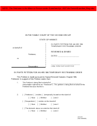 Form 2F-P-471 Ex-parte Petition for an Hrs 586 Temporary Restraining Order - Hawaii