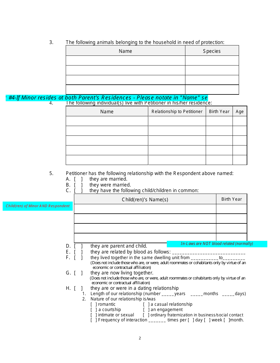 Form 2F-P-471 Ex-parte Petition for an Hrs 586 Temporary Restraining Order - Hawaii, Page 2