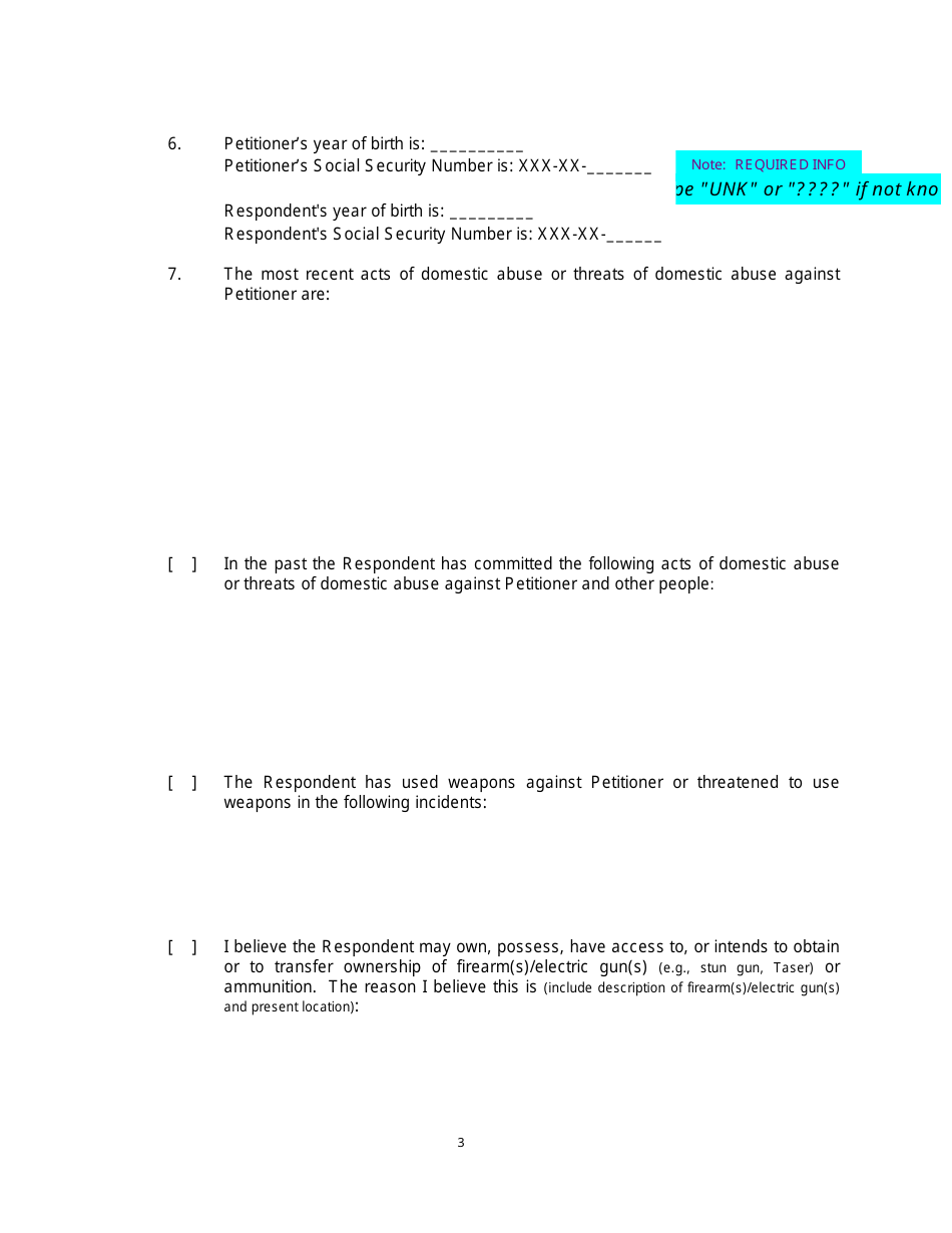 Form 2F-P-471 Ex-parte Petition for an Hrs 586 Temporary Restraining Order - Hawaii, Page 3