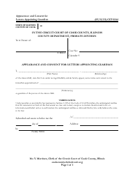 Document preview: Form CCP0244 Appearance and Consent for Letters Appointing Guardian - Cook County, Illinois