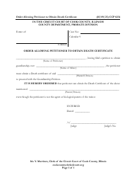 Document preview: Form CCP0234 Order Allowing Petitioner to Obtain Death Certificate - Cook County, Illinois