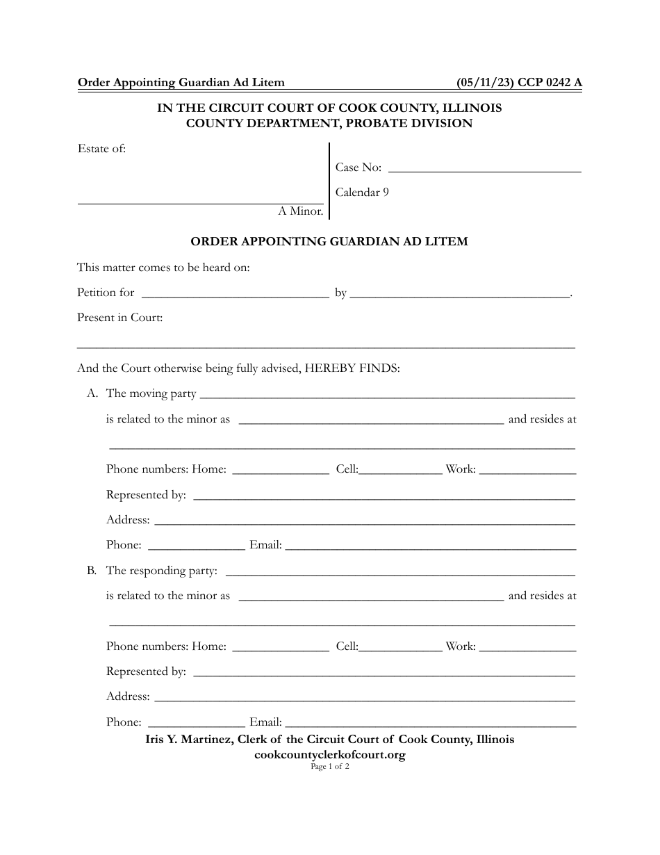 Form CCP0242 - Fill Out, Sign Online And Download Fillable PDF, Cook ...