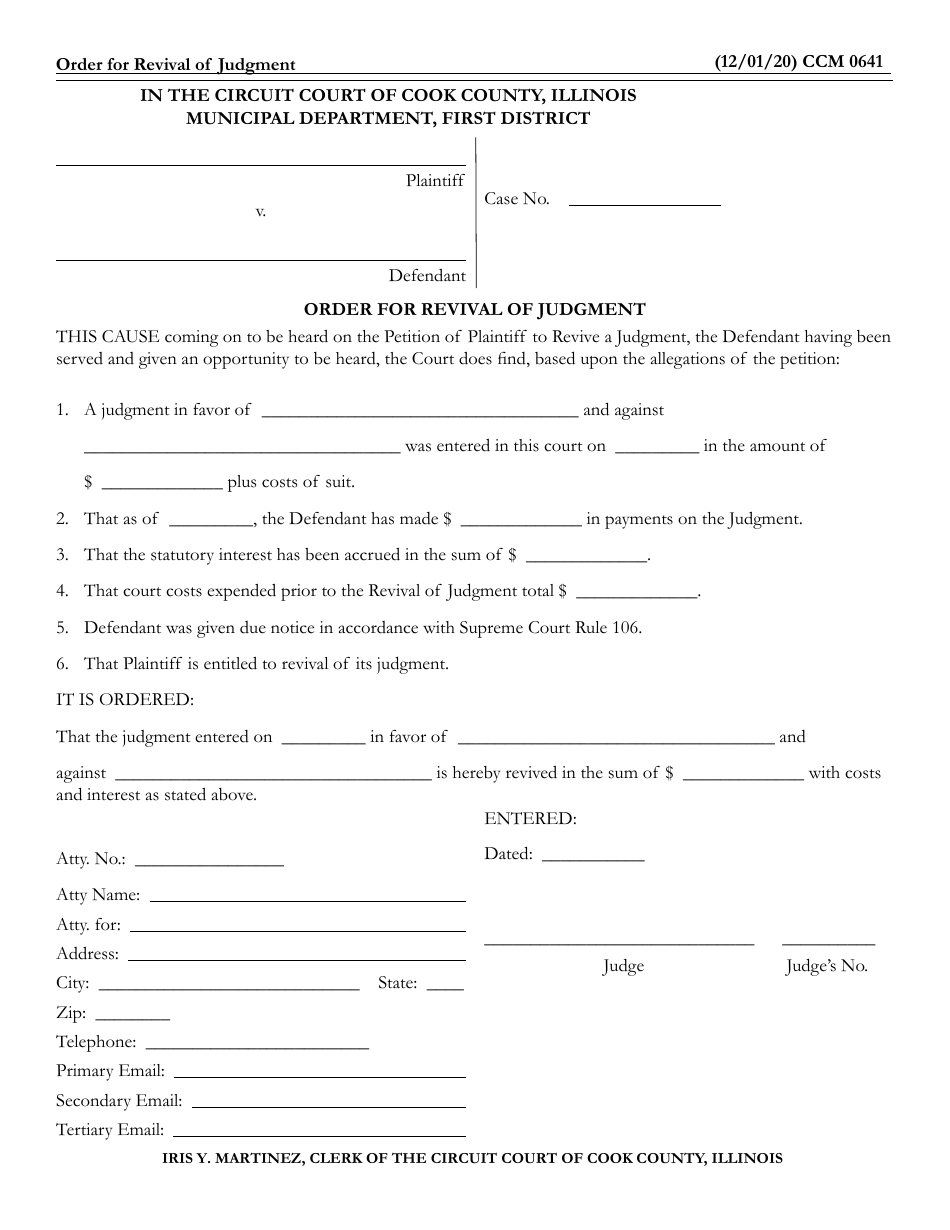 Form CCM0641 - Fill Out, Sign Online and Download Fillable PDF, Cook ...