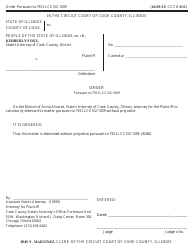 Document preview: Form CCCO0042 Order Pursuant to 735 Ilcs 5/2-1009 - Cook County, Illinois