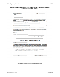 Document preview: Form 496-8 Application for Permission to Install/Modify and Operate a Traffic Control Signal - Ohio