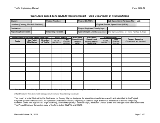 Document preview: Form 1296-18 Work Zone Speed Zone (Wzsz) Tracking Report " Ohio Department of Transportation - Ohio
