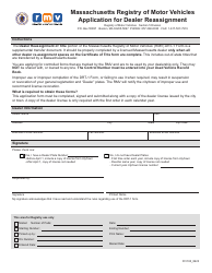 Form FIV100 Application for Dealer Reassignment - Massachusetts