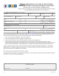 Form LIC105 Military Application to Accept an Out-of-State Motorcycle Rider Education Program Certificate - Massachusetts