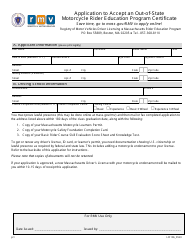 Document preview: Form LIC106 Application to Accept an Out-of-State Motorcycle Rider Education Program Certificate - Massachusetts