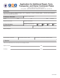 Document preview: Form FIV110 Application for Additional Repair, Farm, Transporter, and Owner Contractor Plates - Massachusetts