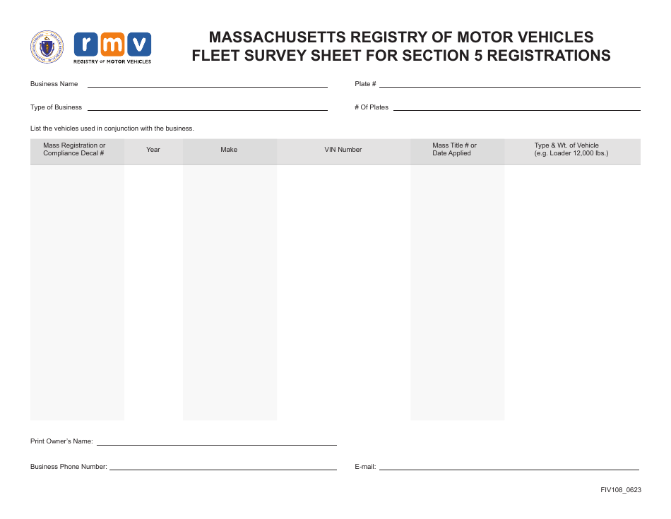 Form FIV108 Application for Owner / Contractor Registration - Massachusetts, Page 4