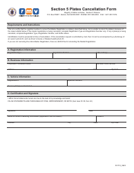 Document preview: Form FIV112 Section 5 Plates Cancellation Form - Massachusetts