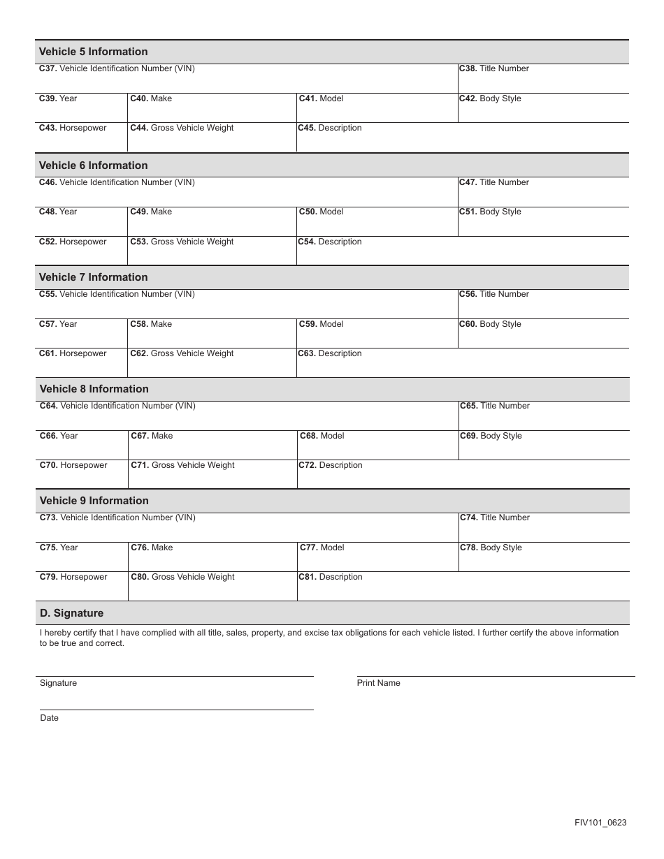 Form FIV101 Application for Compliance Decals - Massachusetts, Page 3