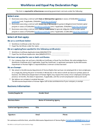 Document preview: Workforce and Equal Pay Declaration Page - Minnesota