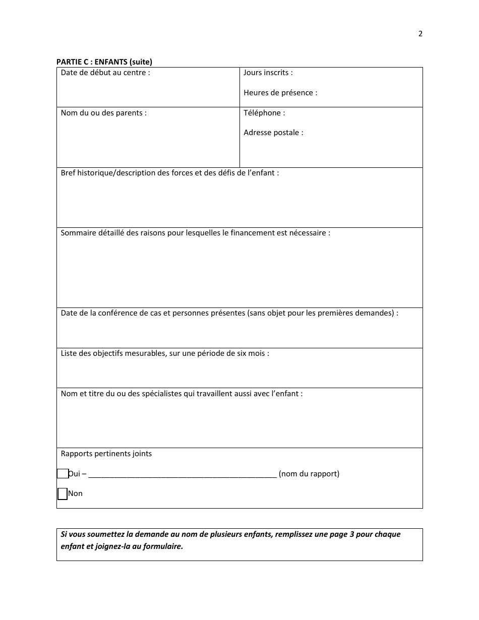 Demande De Subvention Pour Besoins Particuliers - Prince Edward Island, Canada (French), Page 2