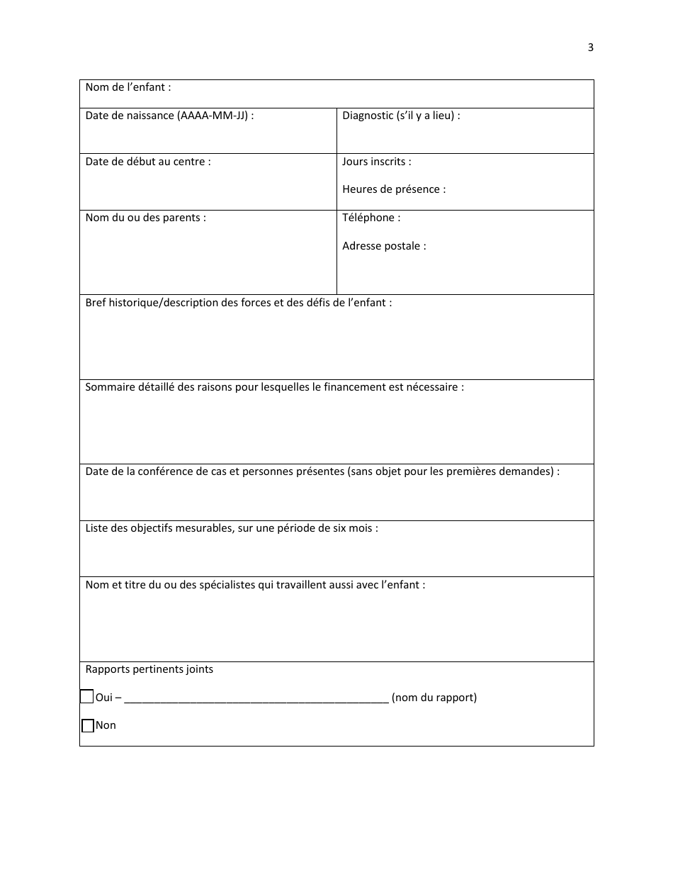 Demande De Subvention Pour Besoins Particuliers - Prince Edward Island, Canada (French), Page 3