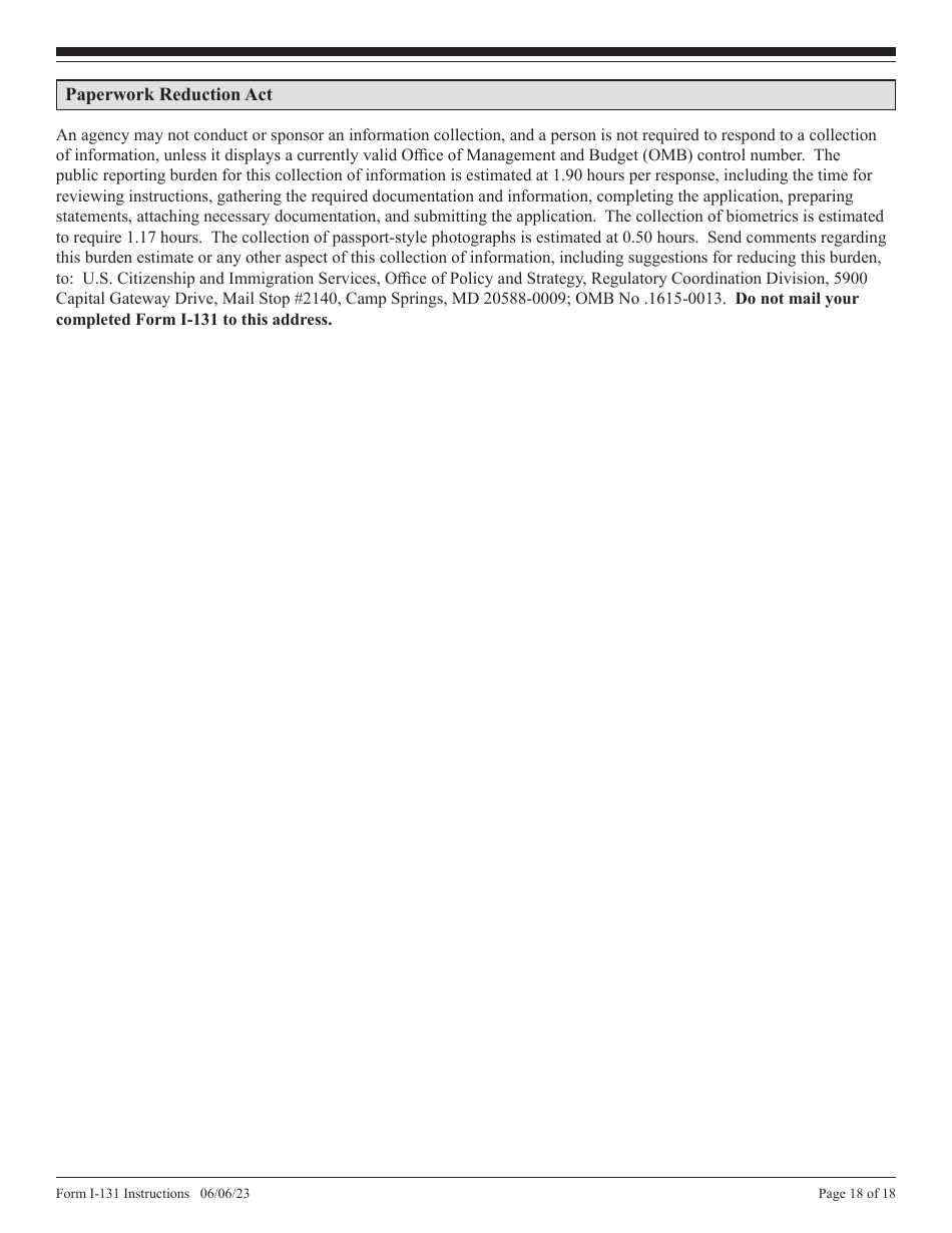 Instructions for USCIS Form I-131 Application for Travel Document, Page 18