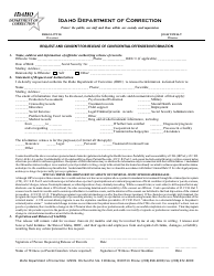 Document preview: Request and Consent for Release of Confidential Offender Information - Idaho