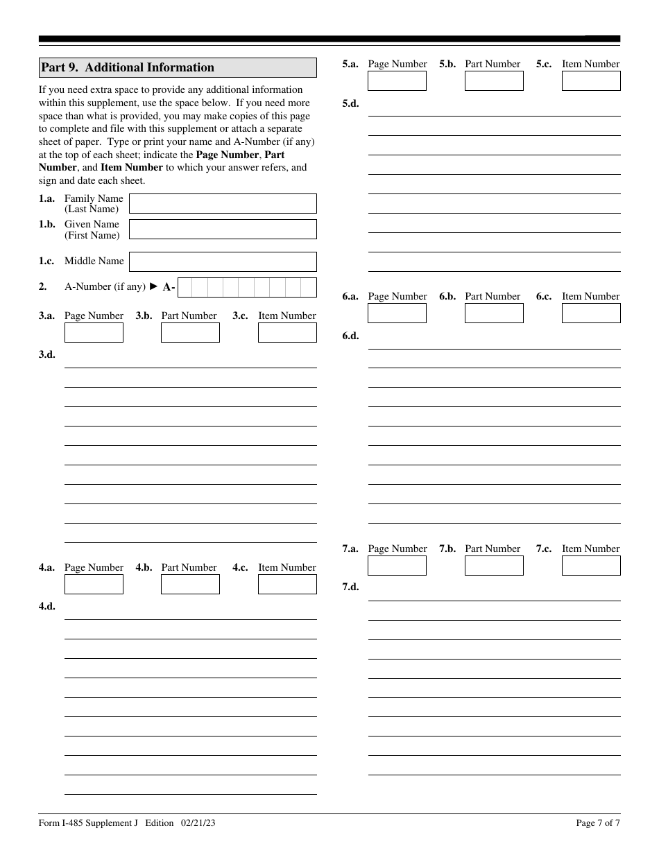 USCIS Form I-485 Supplement J Confirmation of Bona Fide Job Offer or Request for Job Portability Under Ina Section 204(J), Page 7