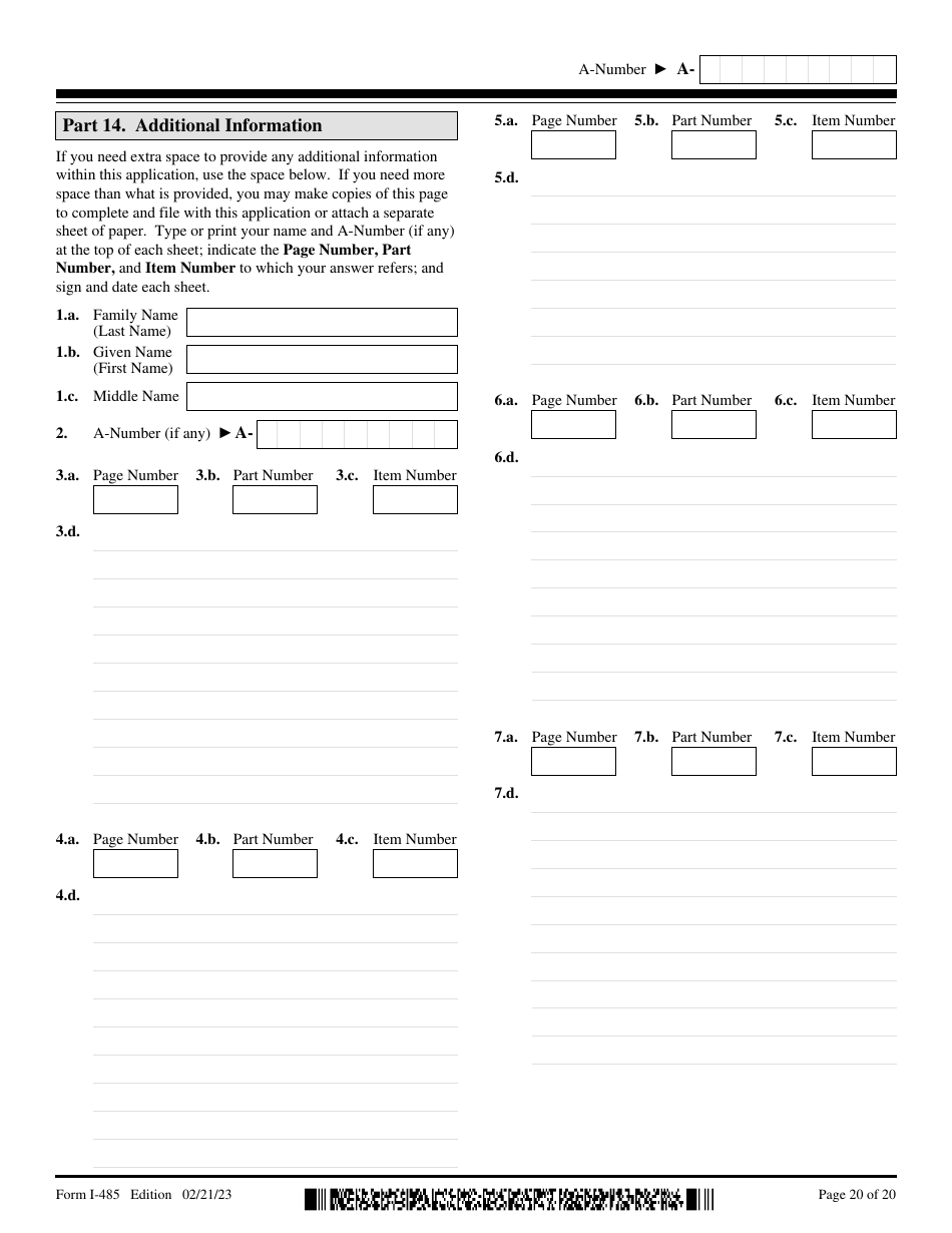 USCIS Form I-485 Application to Register Permanent Residence or Adjust Status, Page 20