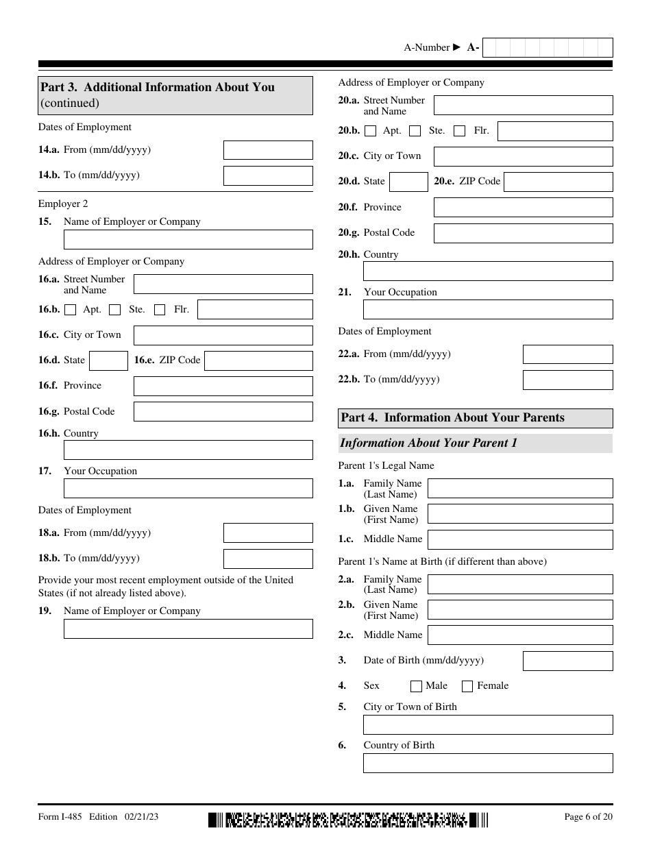 USCIS Form I-485 Download Fillable PDF or Fill Online Application to ...