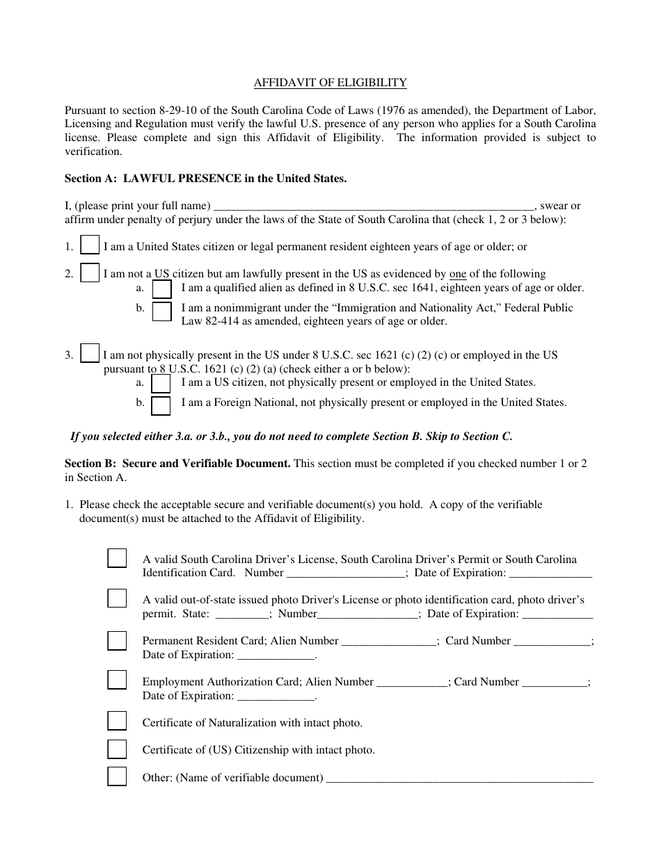 Form 5001 Reinstatement Application - South Carolina, Page 5
