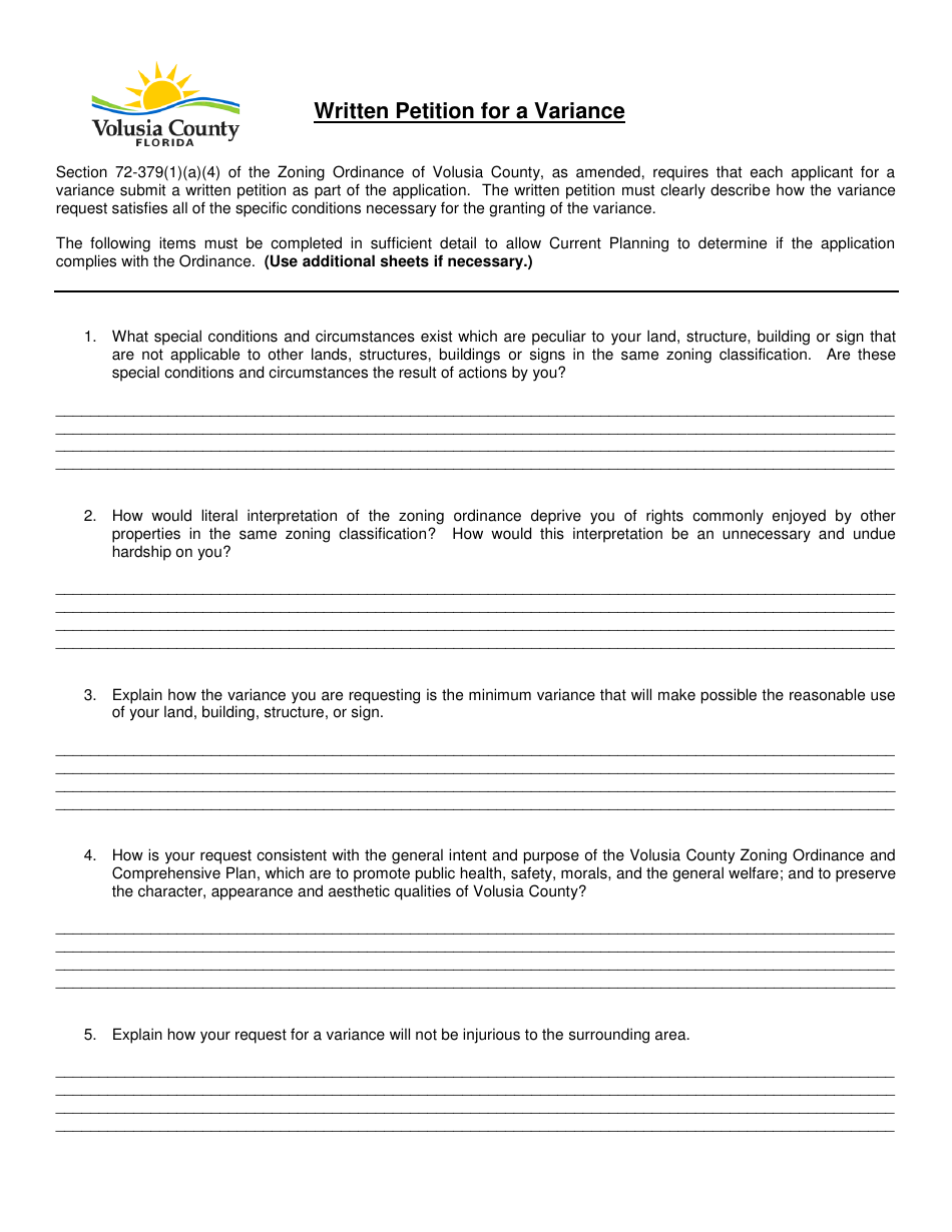 Planning and Zoning Application Form - Volusia County, Florida, Page 6