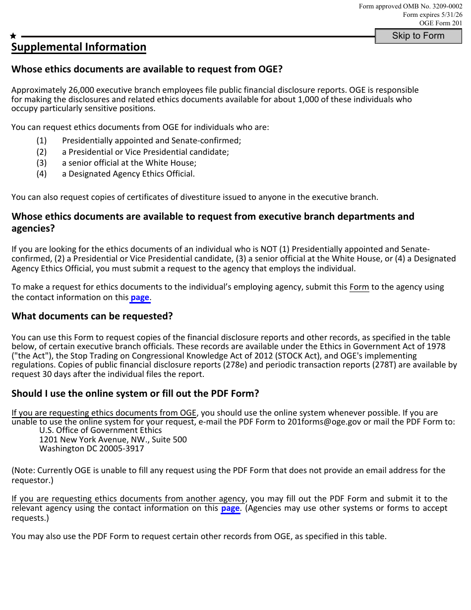 OGE Form 201 - Fill Out, Sign Online and Download Fillable PDF ...