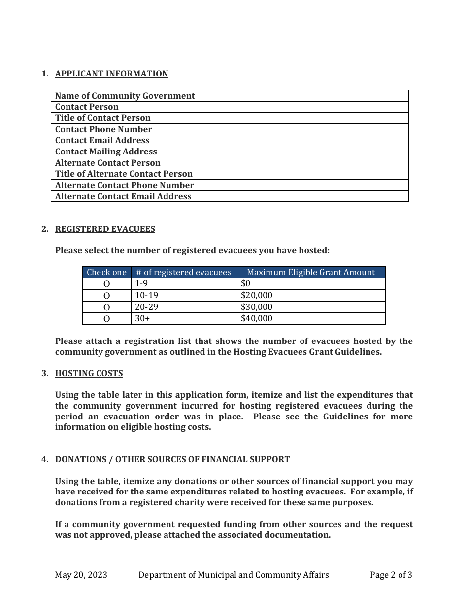 Application Form - Community Government Hosting Evacuees Grant - Northwest Territories, Canada, Page 2
