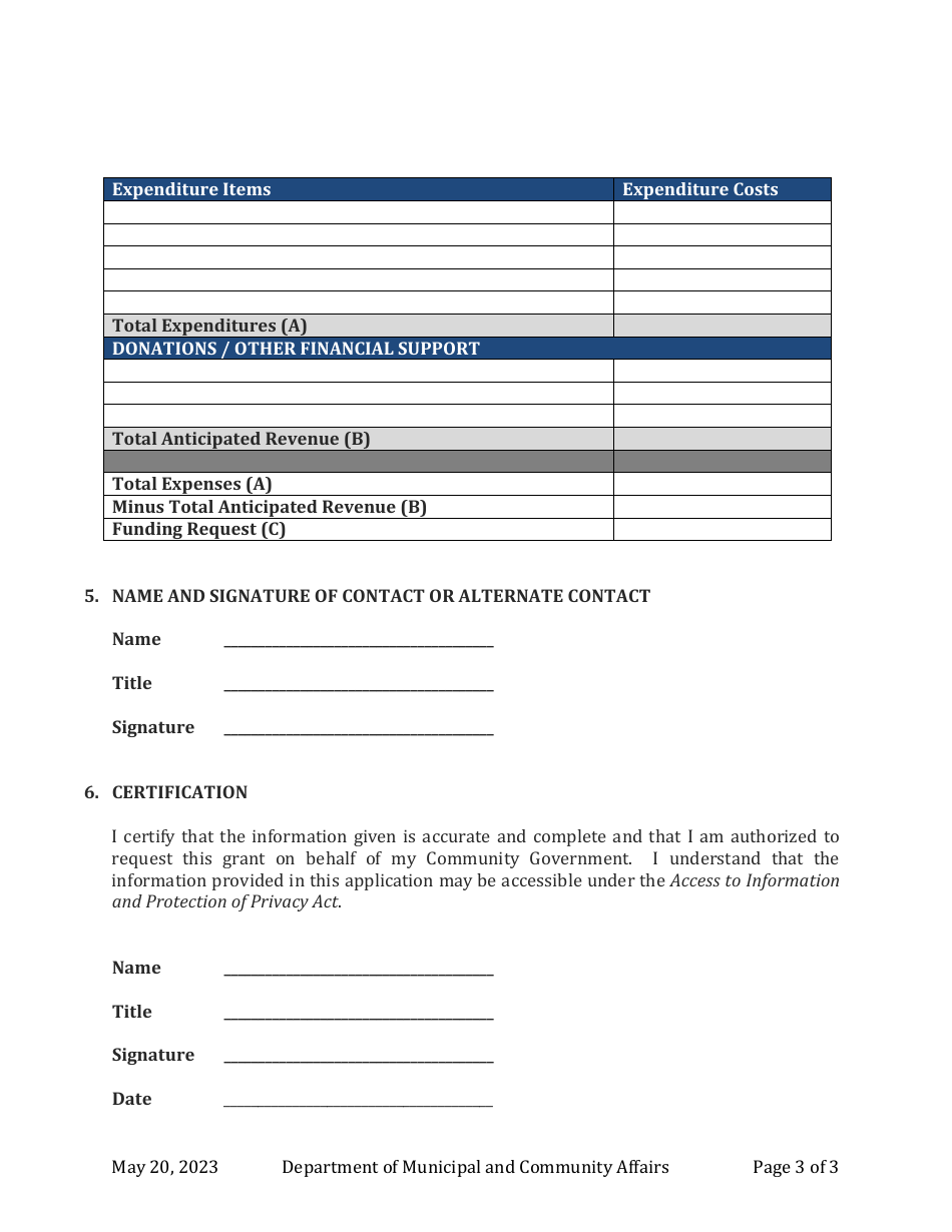 Application Form - Community Government Hosting Evacuees Grant - Northwest Territories, Canada, Page 3