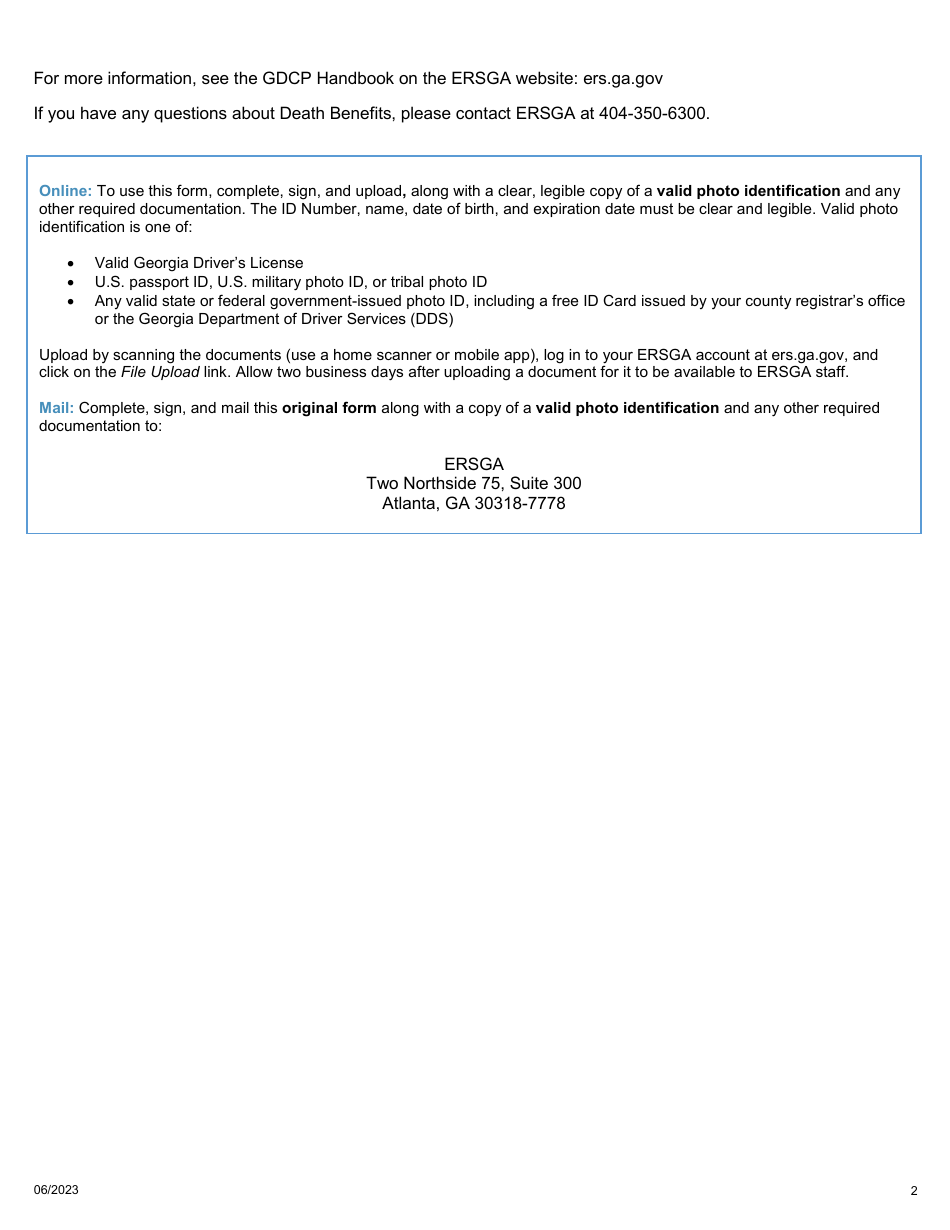 Form B9-GDC Gdcp Member Change of Beneficiary Form - Georgia (United States), Page 2