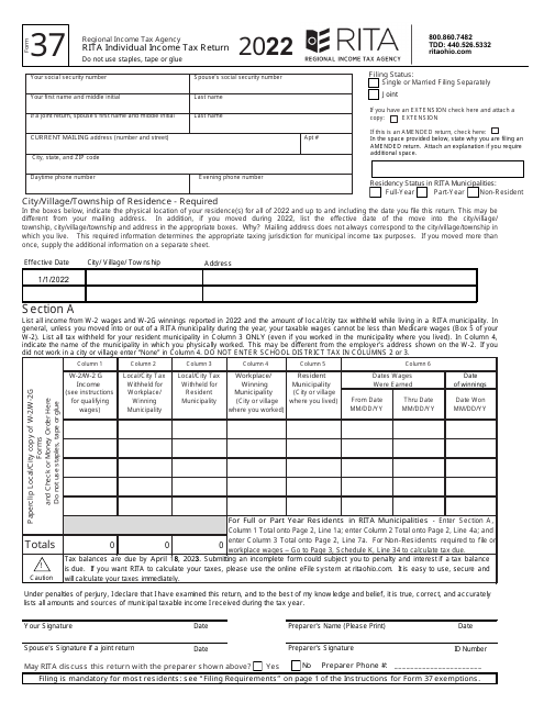 Form 37 2022 Printable Pdf