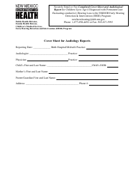 Document preview: Cover Sheet for Audiology Reports - New Mexico