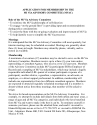 Document preview: Application for Membership to the Mi via Advisory Committee (Mvac) - New Mexico