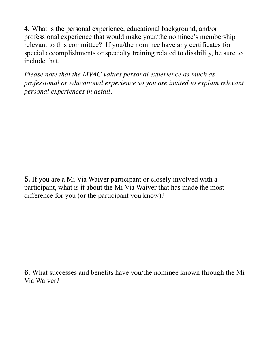 Application for Membership to the Mi via Advisory Committee (Mvac) - New Mexico, Page 3