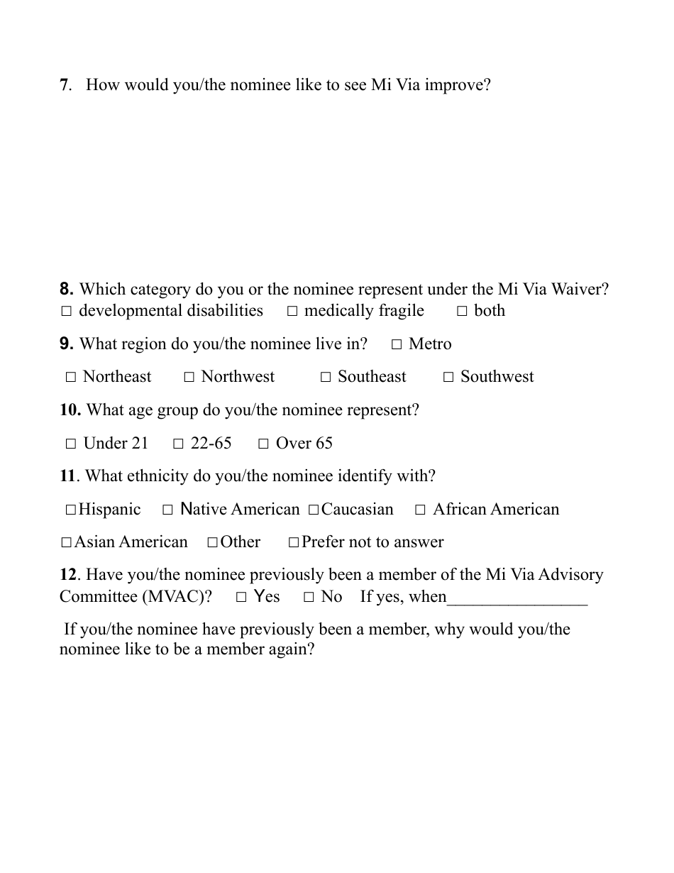 Application for Membership to the Mi via Advisory Committee (Mvac) - New Mexico, Page 4