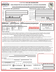 Certificado De Excencion Para Requisitos De Vacunacion De La Escuela/Guarderia - New Mexico (Spanish), Page 2