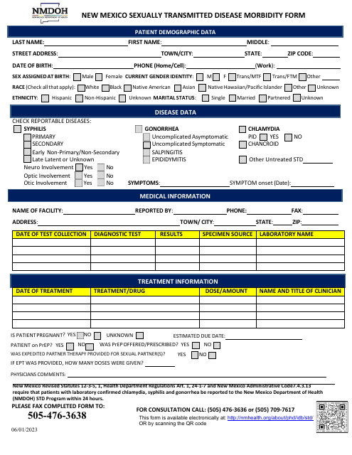 New Mexico Sexually Transmitted Disease Morbidity Form - New Mexico