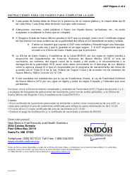 Declaracion De Reconocimiento De Paternidad - New Mexico (Spanish), Page 2