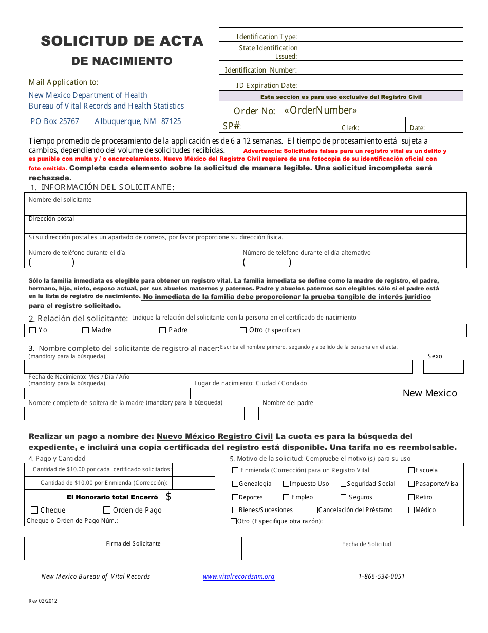 Declaracion De Reconocimiento De Paternidad - New Mexico (Spanish), Page 5