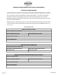 Document preview: Putative Father Registry Inclusion Request - New Mexico