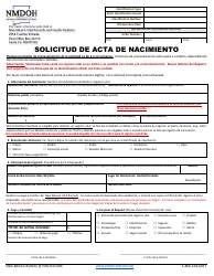Document preview: Solicitud De Acta De Nacimiento - New Mexico (Spanish)