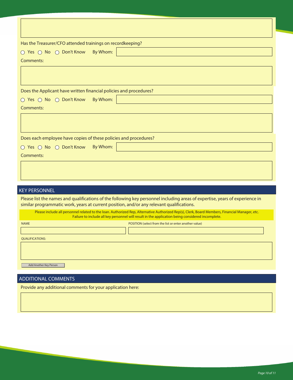 Funding Application - State Revolving Loan Programs - Vermont, Page 10