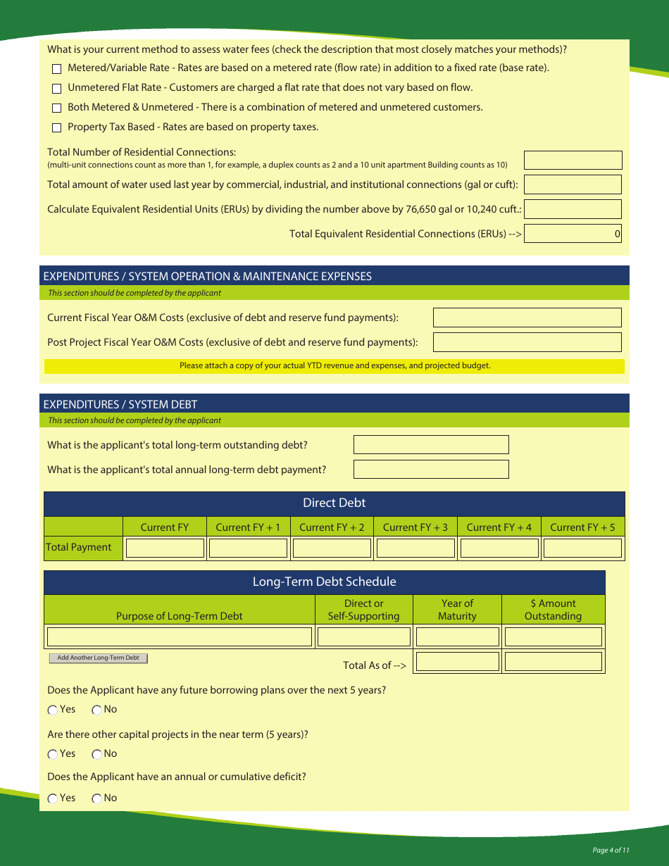 Funding Application - State Revolving Loan Programs - Vermont, Page 4