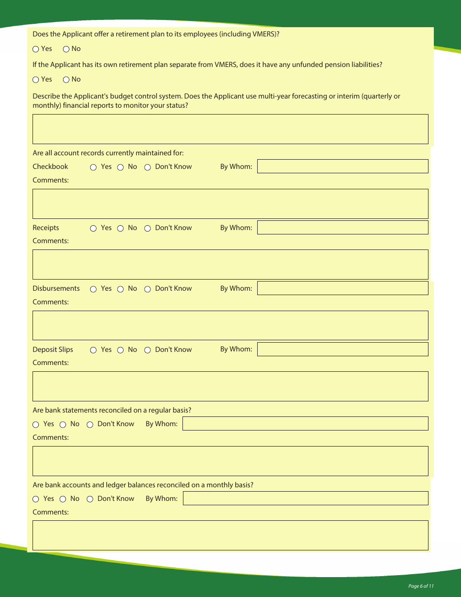 Funding Application - State Revolving Loan Programs - Vermont, Page 6